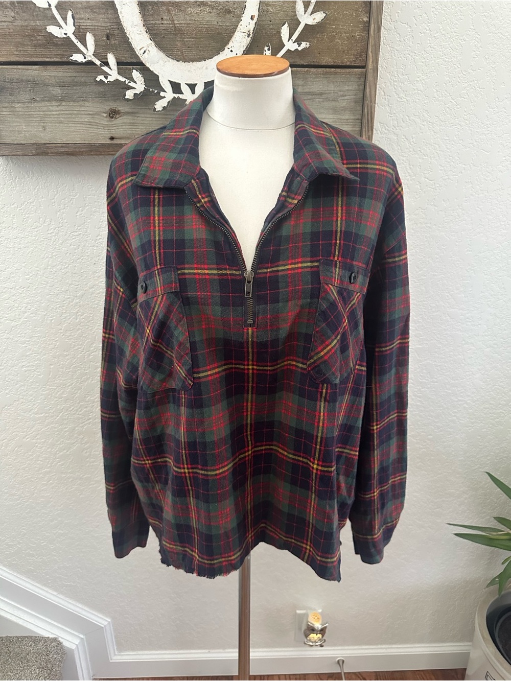 The Great Plaid flannel popover shirt ladies size Large (designer size 3)